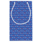 Schwimmenmuster-individueller Name Kleine Geschenktüte (Rückseite)