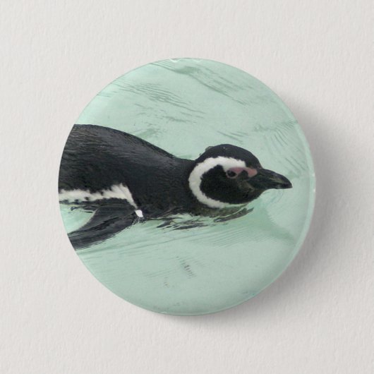 Schwimmenpenguin-rundes Button (Vorderseite)