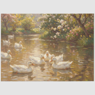 Schwimmente Enten auf dem Teich Dekoupage Seidenpapier