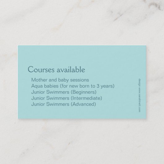 Schwimmenverein-Schwimmen-Lehrer-Visitenkarte Visitenkarte (Rückseite)