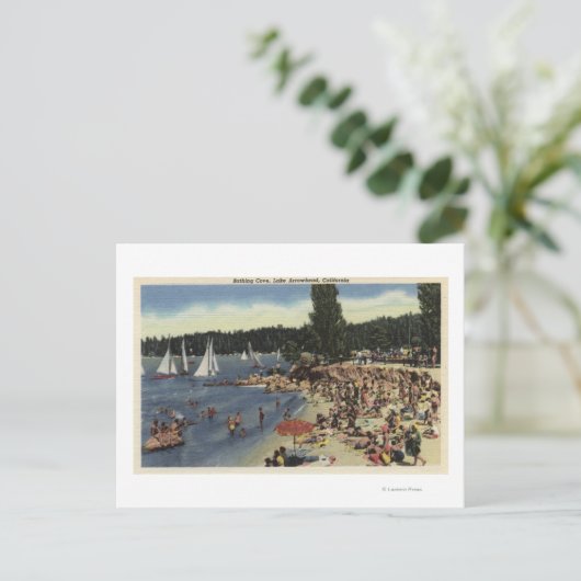 Schwimmer am Strand der Badebucht Postkarte (Stehend Vorderseite)