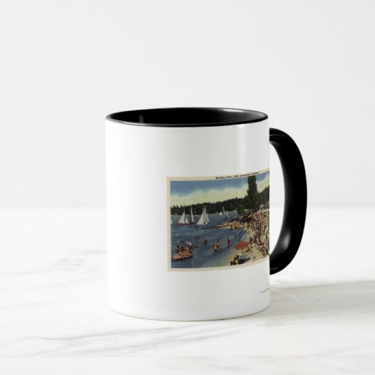 Schwimmer am Strand der Badebucht Tasse (VorderseiteRechts)