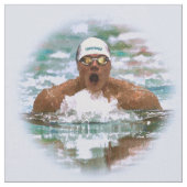 Schwimmer-Athlet im Pool mit Wasser lässt Malerei Stoff (Nahaufnahme)