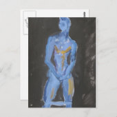 Schwimmer bauen blau postkarte (Vorne/Hinten)