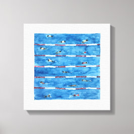 Schwimmer beim Aufwärmen im Wasser Leinwanddruck