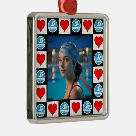 Schwimmer Custom Foto Schwimmen Weihnachten Ornament Aus Metall (Rechts)
