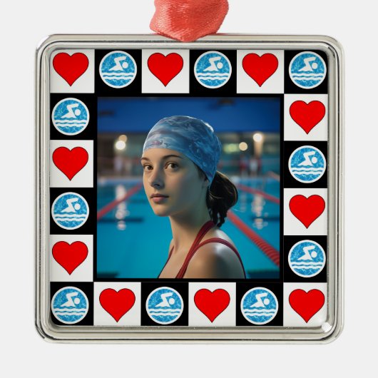 Schwimmer Custom Foto Schwimmen Weihnachten Ornament Aus Metall (Vorne)