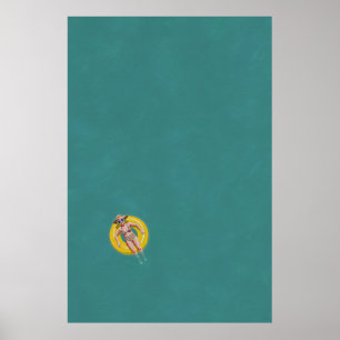 Schwimmer, die auf einem gelben Donut treiben, Luf Poster