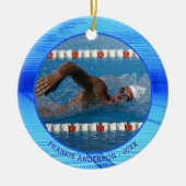 Schwimmer Foto Personalisiert Keepsake Keramik Ornament (Vorne)