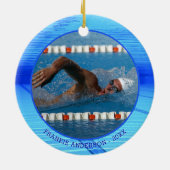 Schwimmer Foto Personalisiert Keepsake Keramik Ornament (Hinten)