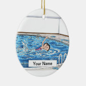 Schwimmer - Frau Keramikornament (Rechts)