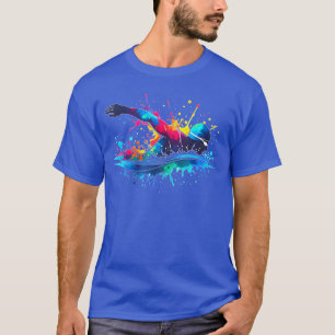 Schwimmer Frauen Männer Sport Athlet Farbe Tropfen T-Shirt