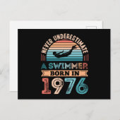 Schwimmer geboren 1976 50. Geburtstag Schwimmgesch Postkarte (Vorne/Hinten)