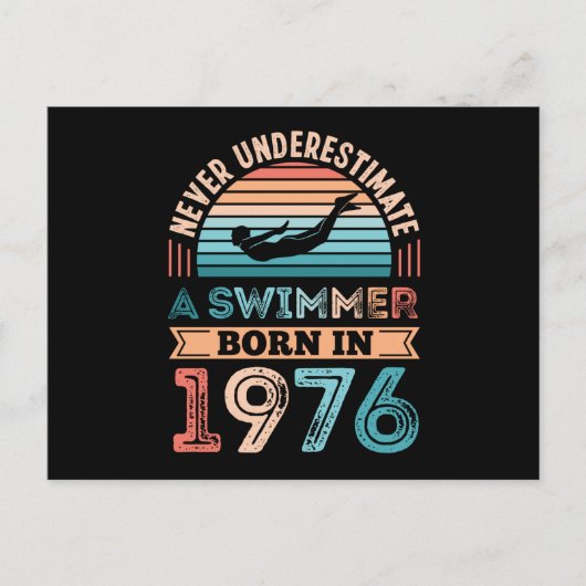 Schwimmer geboren 1976 50. Geburtstag Schwimmgesch Postkarte (Vorderseite)