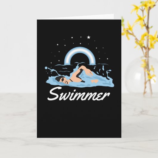 Schwimmer Großartiges Design Karte (Gelbe Blume)