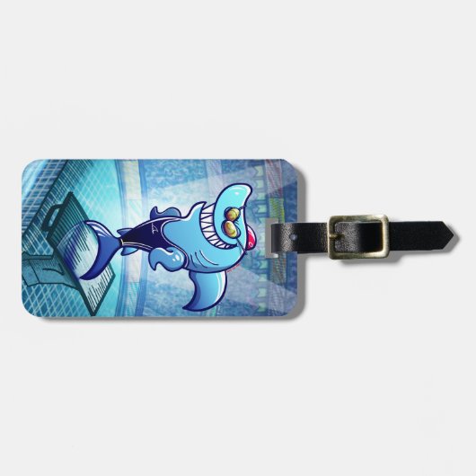 Schwimmer-Haifisch Gepäckanhänger (Vorderseite horizontal)