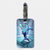 Schwimmer-Haifisch Gepäckanhänger (Rückseite vertikal)