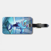 Schwimmer-Haifisch Gepäckanhänger (Rückseite horizontal)