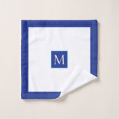 Schwimmer-Ikone, blaue Streifen und Monogramm-Schw Badhandtuch Set (Waschlappen)