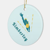 Schwimmer Illustration Schwimmen Individuelle Name Keramik Ornament (Links)