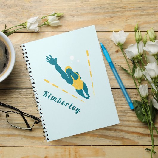 Schwimmer Illustration Schwimmen Individuelle Name Notizblock