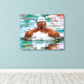 Schwimmer im Schwimmbad mit Wassertropfen Leinwanddruck (Insitu (Holzboden))