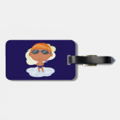 Schwimmer Junge in Glöckchen und Schwimmenkap Gepäckanhänger (Rückseite horizontal)