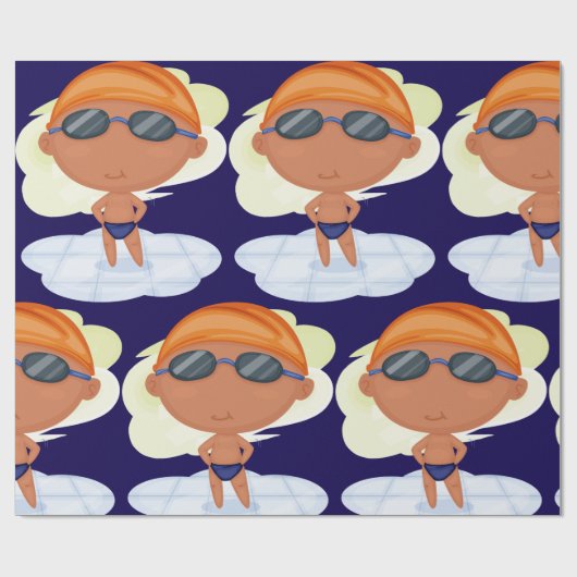 Schwimmer Junge in Glöckchen und Schwimmenkap Geschenkpapier (Flach)