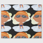 Schwimmer Junge in Glöckchen und Schwimmenkap Geschenkpapier (Flach)