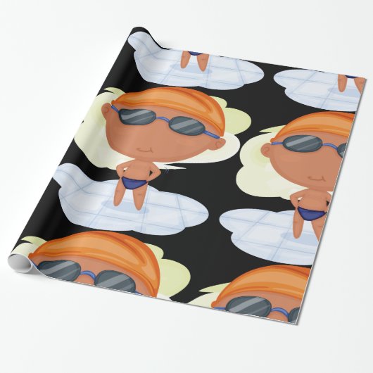 Schwimmer Junge in Glöckchen und Schwimmenkap Geschenkpapier (Ungerollt)
