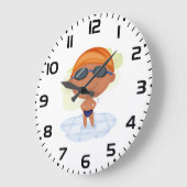 Schwimmer Junge in Glöckchen und Schwimmenkap Große Wanduhr (Winkel)