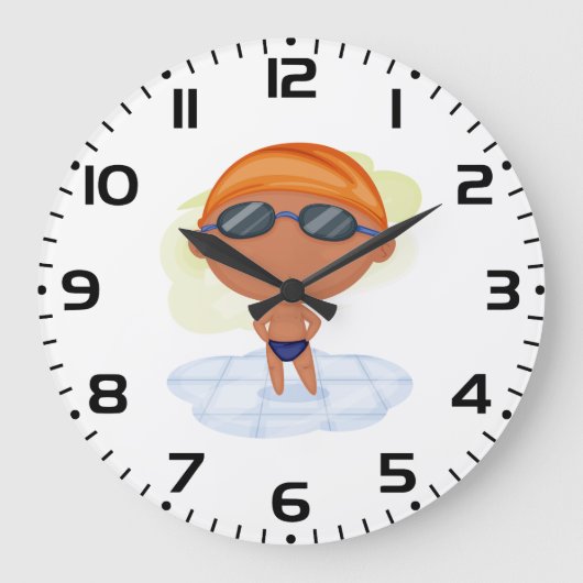 Schwimmer Junge in Glöckchen und Schwimmenkap Große Wanduhr (Vorderseite)