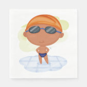Schwimmer Junge in Glöckchen und Schwimmenkap Serviette (Vorderseite)