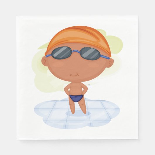 Schwimmer Junge in Glöckchen und Schwimmenkap Serviette (Vorderseite)