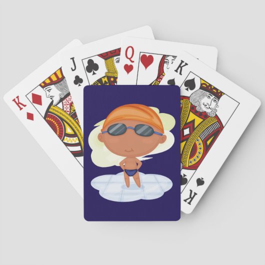 Schwimmer Junge in Glöckchen und Schwimmenkap Spielkarten (Rückseite)