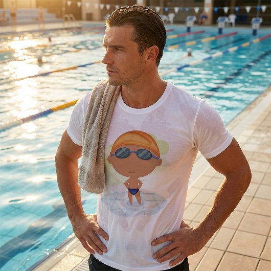 Schwimmer Junge in Glöckchen und Schwimmenkap T-Shirt