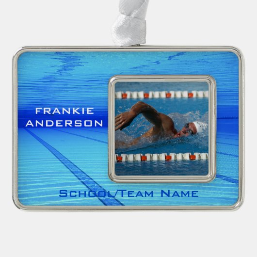 Schwimmer Keepake Rahmen-Ornament Silber (Vorderseite)