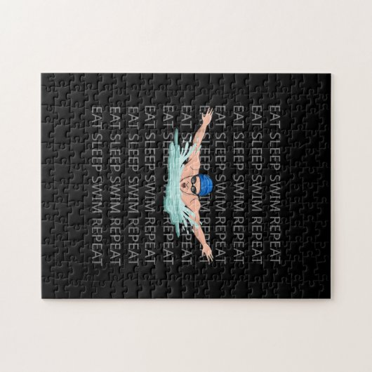 Schwimmer Liebe Funny Swimming Junge Sport Puzzle (Horizontal)