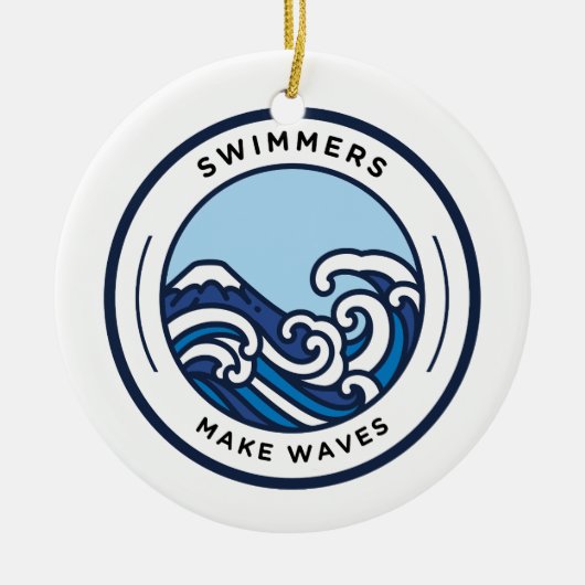 Schwimmer machen Wellen Weihnachtsbaumschmuck Keramik Ornament (Vorne)
