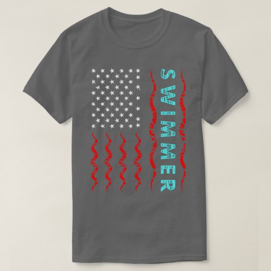 Schwimmer mit amerikanischer Flagge T-Shirt (Design vorne)