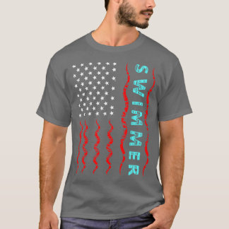 Schwimmer mit amerikanischer Flagge T-Shirt