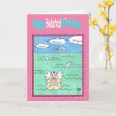 SCHWIMMER MIT HAIFISCHE verspäteter Karte (Gelbe Blume)