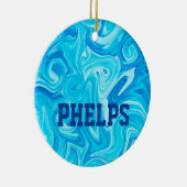 Schwimmer NAME Wasser Art Blauer Badevergnügen Coo Keramik Ornament (Rechts)