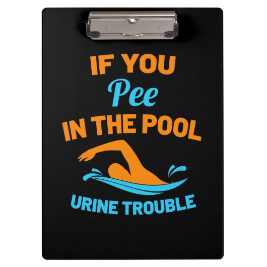 Schwimmer Pech im Pool Klemmbrett (Vorderseite)