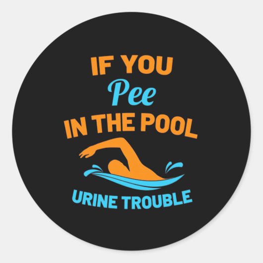 Schwimmer Pech im Pool Runder Aufkleber (Vorderseite)
