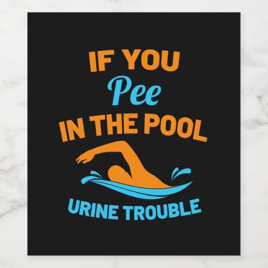 Schwimmer Pech im Pool Weinetikett (Einzelnes Label)