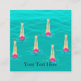 Schwimmer Synchro Baden unter Wasser Personalisier Quadratische Visitenkarte