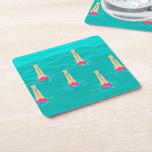 Schwimmer Synchro unter Wasser schwimmen Rechteckiger Pappuntersetzer (angewinkelt)