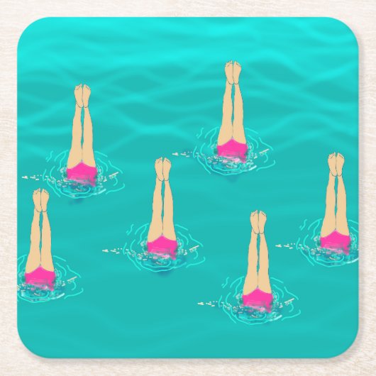 Schwimmer Synchro unter Wasser schwimmen Rechteckiger Pappuntersetzer (Vorderseite)