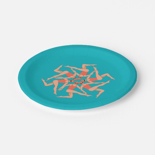 Schwimmer - Synchronschwimmen Pappteller (Schrägansicht)